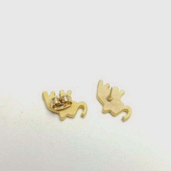 Vintage Elephant Shape Stud Earrings, Gold Tone Small Animal, Trunk Up, Estate - Picture 3 of 6